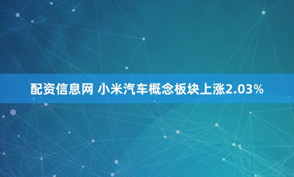 配资信息网 小米汽车概念板块上涨2.03%